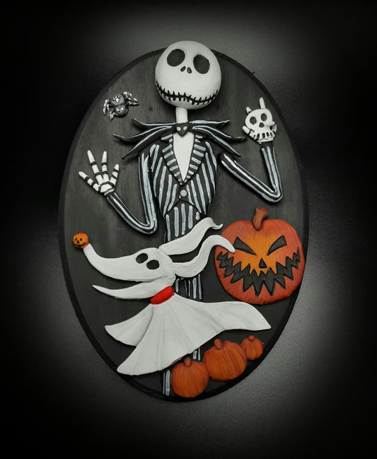 JACK SKELLINGTON & ZERO NIGHTMARE BEFORE CHRISTMAS WALL ART